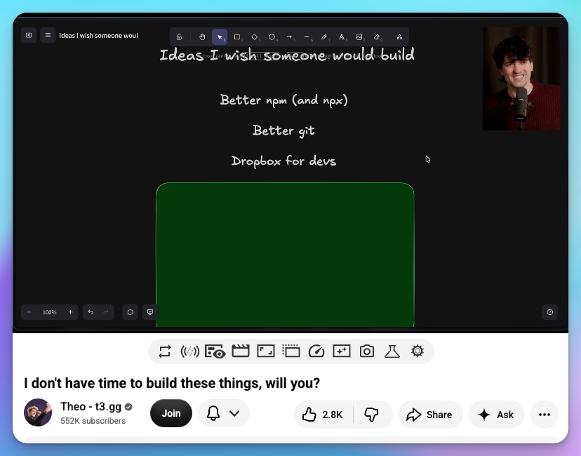 Theo describing Dropbox for developers in his video